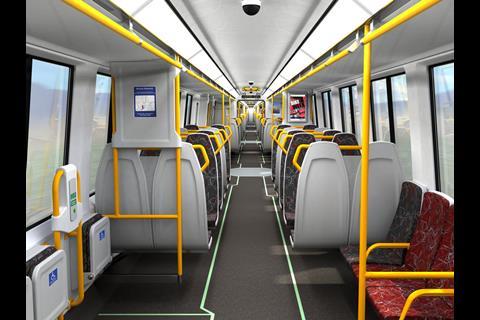Impression of interior of Bombardier NGR train for Queensland.